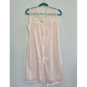 VTG 1950s? Eastern Isles Light Pink Nylon Nightgown - Size M